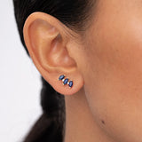 Tri-Marquise Diamond and Sapphire Earrings in 18k Yellow Gold