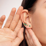 Anette Mini Emerald and Diamond Earrings in 18k Yellow Gold