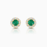 Anette Mini Emerald and Diamond Earrings in 18k Yellow Gold