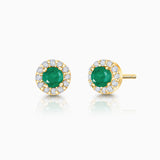 Anette Mini Emerald and Diamond Earrings in 18k Yellow Gold