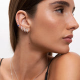 Pendientes Anette Mini de Zafiro y Diamante en Oro Blanco de 18 Kt
