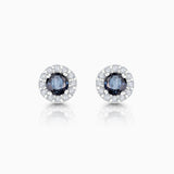 Pendientes Anette Mini de Zafiro y Diamante en Oro Blanco de 18 Kt