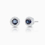 Pendientes Anette Mini de Zafiro y Diamante en Oro Blanco de 18 Kt
