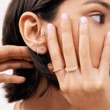Brincos Anette Mini Rubi e Diamante em Ouro Rosa 18K