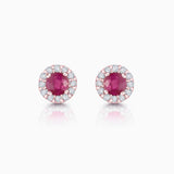 Brincos Anette Mini Rubi e Diamante em Ouro Rosa 18K