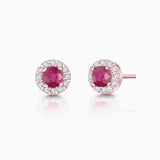 Brincos Anette Mini Rubi e Diamante em Ouro Rosa 18K
