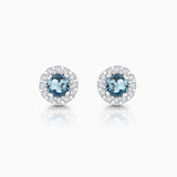 Anette Mini Aquamarine and Diamond Earrings in 18k White Gold