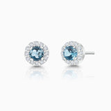 Anette Mini Aquamarine and Diamond Earrings in 18k White Gold
