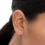 Pendientes Anette Mini de Zafiro Rosa y Diamantes en Oro Rosa de 18 Kt