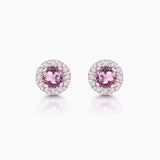 Pendientes Anette Mini de Zafiro Rosa y Diamantes en Oro Rosa de 18 Kt