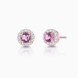 Pendientes Anette Mini de Zafiro Rosa y Diamantes en Oro Rosa de 18 Kt