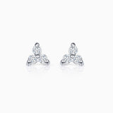 Mini Clover Diamond Earrings in 18k White Gold