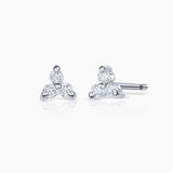 Mini Clover Diamond Earrings in 18k White Gold