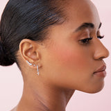 Brinco Clover Mini Diamond Piercing em Ouro Branco 18K