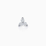 Brinco Clover Mini Diamond Piercing em Ouro Branco 18K