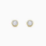 Brincos de pino com aro e diamantes em ouro amarelo 18K