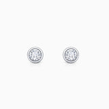Pendientes Bezel Stud de Diamantes en Oro Blanco de 18 Kt