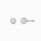 Pendientes Bezel Stud de Diamantes en Oro Blanco de 18 Kt