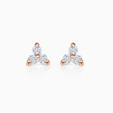 Mini Clover Diamond Earrings in 18k Rose Gold