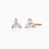 Mini Clover Diamond Earrings in 18k Rose Gold