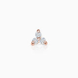 Pendiente Piercing Clover Mini de Diamantes en Oro Rosa de 18 Kt