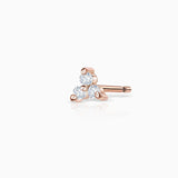 Pendiente Piercing Clover Mini de Diamantes en Oro Rosa de 18 Kt