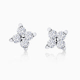 Pendientes Petite Diamonds Cross Large en Oro Blanco de 18 Kt