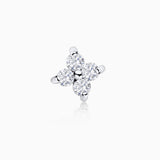 Pendiente Piercing Petite Diamonds Cross Large en Oro Blanco de 18 Kt