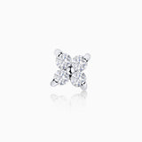 Pendiente Piercing Petite Diamonds Cross Large en Oro Blanco de 18 Kt