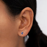 Pendientes Crown Marquise de Zafiro en Oro Amarillo de 18 Kt