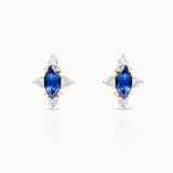 Pendientes Crown Marquise de Zafiro en Oro Amarillo de 18 Kt