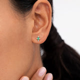 Brincos Crown Marquise Esmeralda em Ouro Amarelo 18K