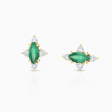 Crown Marquise Emerald Earrings in 18k Yellow Gold