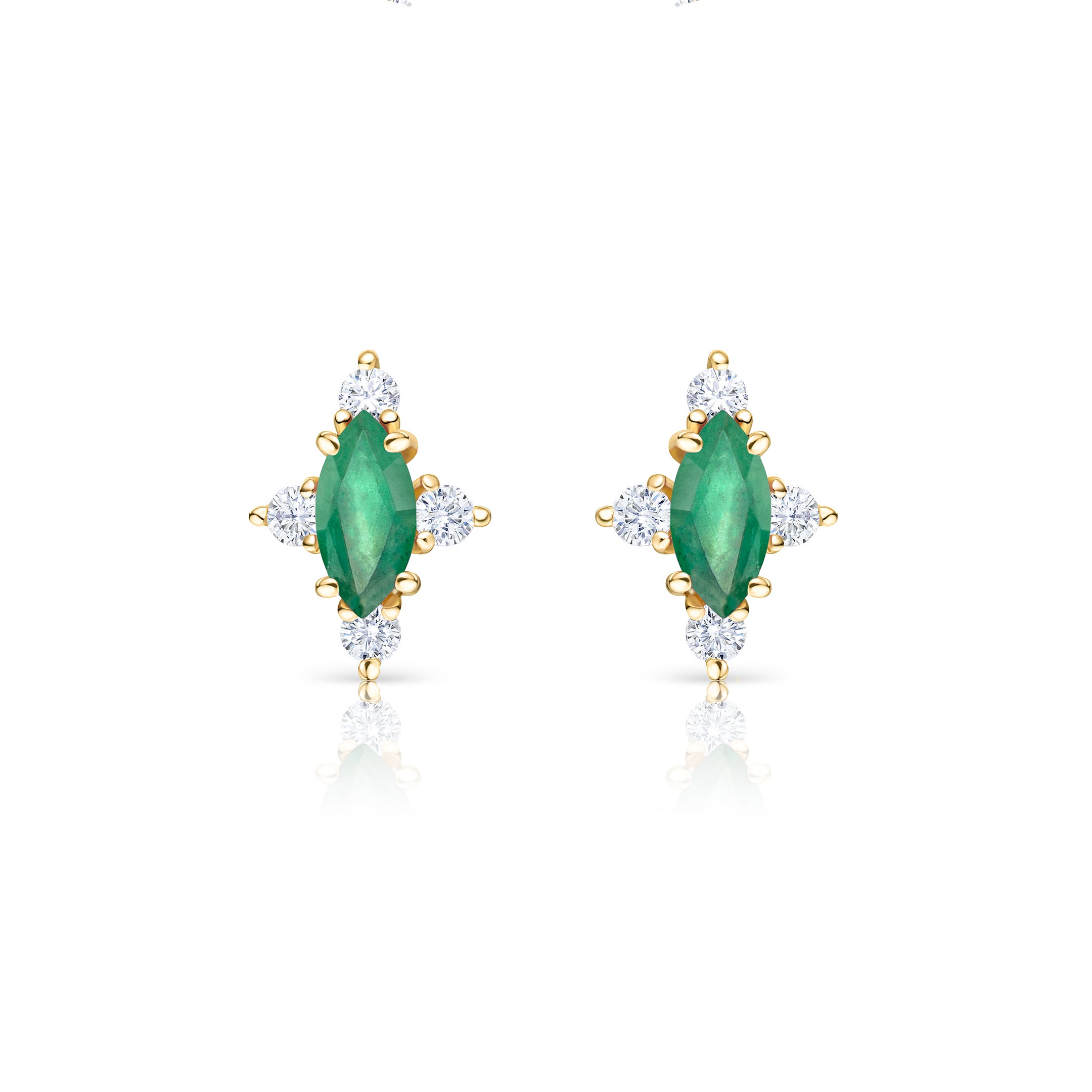 Pendientes Crown Marquise de Esmeralda en Oro Amarillo de 18 Kt