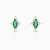 Brincos Crown Marquise Esmeralda em Ouro Amarelo 18K