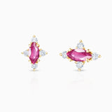 Brincos Crown Marquise Ruby em ouro amarelo 18K