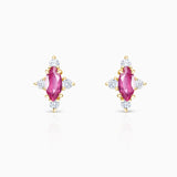 Brincos Crown Marquise Ruby em ouro amarelo 18K