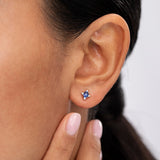 Crown Oval Sapphire Earrings in 18k Yellow Gold