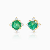 Crown Emerald Earrings in 18k Yellow Gold