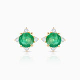 Crown Emerald Earrings in 18k Yellow Gold