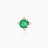 Brinco piercing coroa esmeralda em ouro amarelo 18K
