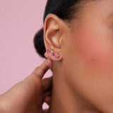Brincos Crown Ruby em ouro amarelo 18K