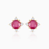 Brincos Crown Ruby em ouro amarelo 18K