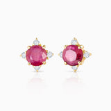Brincos Crown Ruby em ouro amarelo 18K
