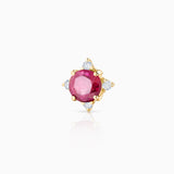Brinco piercing coroa rubi em ouro amarelo 18K
