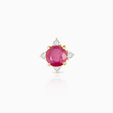 Brinco piercing coroa rubi em ouro amarelo 18K