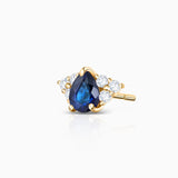 Crown Drops II Sapphire Piercing Earring in 18k Yellow Gold
