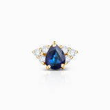 Crown Drops II Sapphire Piercing Earring in 18k Yellow Gold