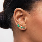 Brinco de piercing Crown II Drops Emerald em ouro amarelo 18K