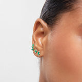 Brinco de piercing Crown II Drops Emerald em ouro amarelo 18K